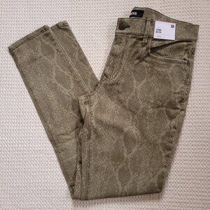 New Express Women's Olive green, snake skin print jeans